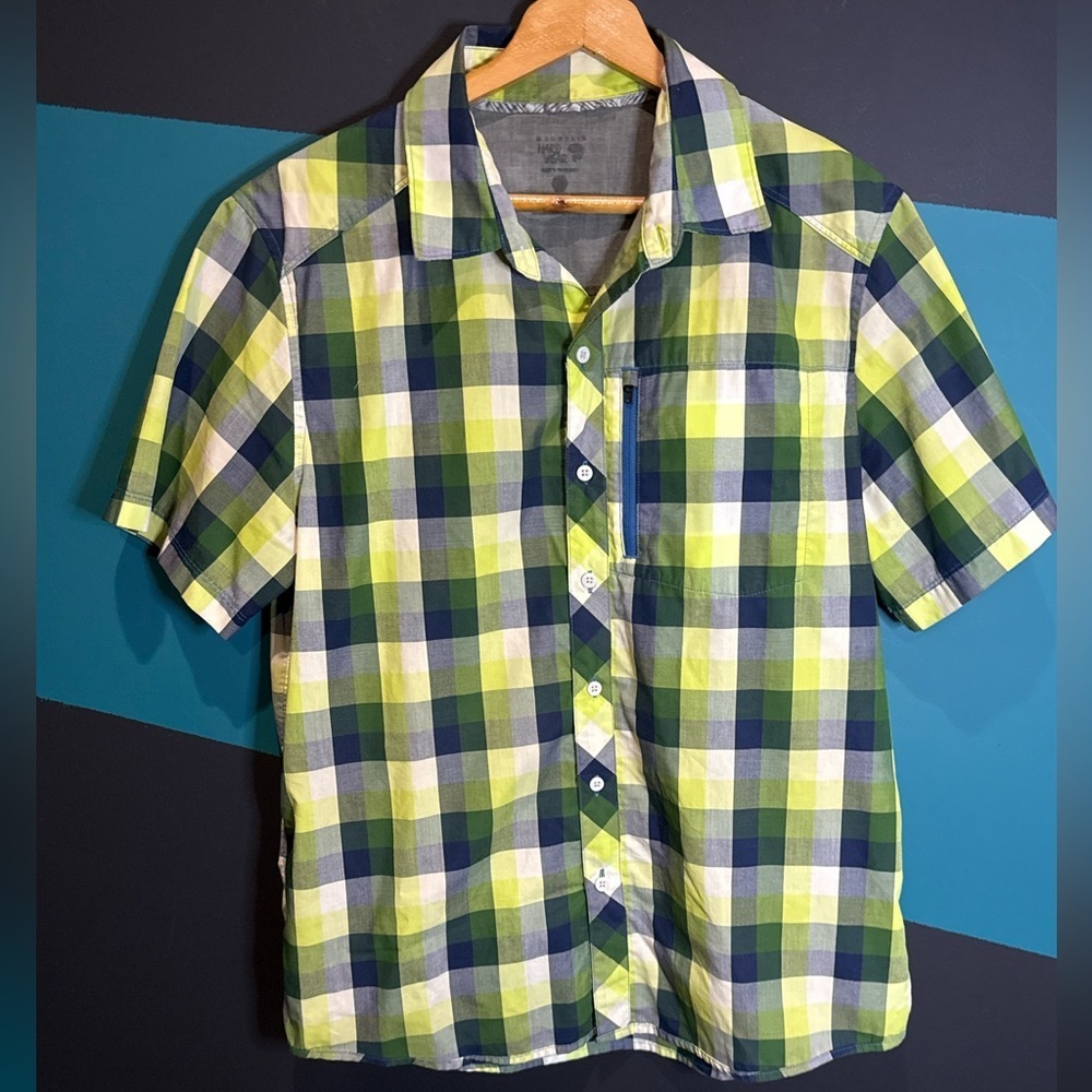 Mountain Hardwear Green and Blue Plaid Shirt